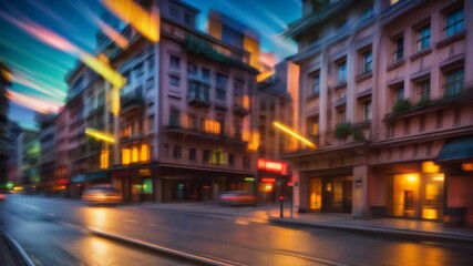 Wall Mural - Cityscape with street and cars