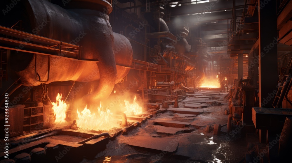 Blast furnace smelting liquid steel in steel mills. Neural network ai ...