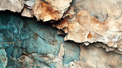 Wall Mural - Abstract Cracked Texture: Blue, Brown, Beige