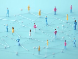 Aufkleber - Network of people connected by strings.