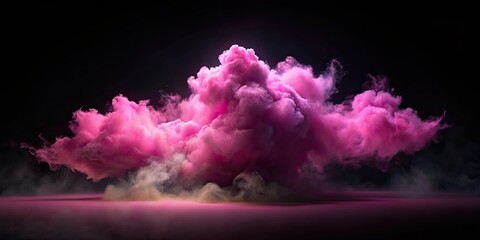 Canvas Print - Pink fog floating in a dark sky , mist, smoke, ethereal, whimsical, dreamy, abstract, surreal, magical, atmospheric, soft