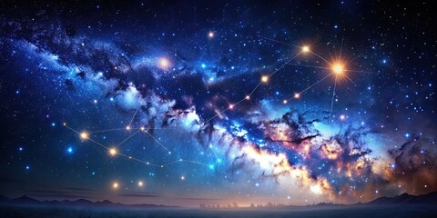 Wall Mural - night sky with galaxy and constellations, starry, night, sky, galaxy, constellations, space, stars, 