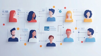 Aufkleber - Diverse team members connected by lines.