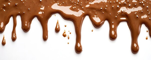 Delicious Chocolate Syrup Dripping and Flowing Over Abstract Background