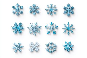 Snowflake vector image with light blue color set , white background	
