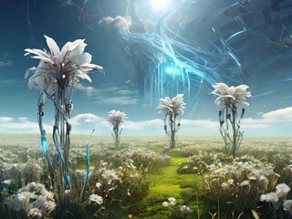 Wall Mural - dandelion in the wind