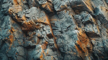 Wall Mural - A close-up of rugged, textured rock showcasing multicolored sediment layers, presenting the raw beauty of geological formations.