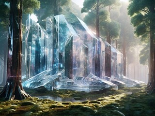 Poster - waterfall in the woods