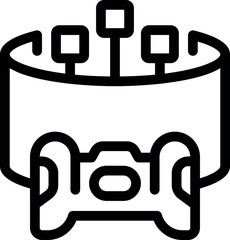 Sticker - Line icon of a vr headset with sensors and a controller, representing the concept of virtual reality gaming