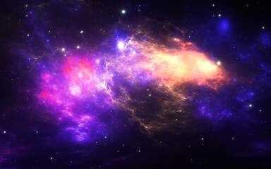 Wall Mural - fantasy space nebula. giant interstellar cloud with stars