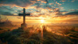 © Prasanth - A cross and an empty grave in the rays of the rising sun , rising, rays