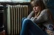 © Serhii - Broken Heating System. Woman Trying to Stay Warm Beside Radiator in Cold Room