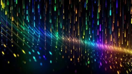 vibrant canvas illuminated by a cascade of colorful binary code