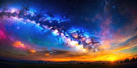 Wall Mural - vibrant of a colorful night sky, night, sky, stars, bright, colorful, vibrant, galaxy, celestial, sp