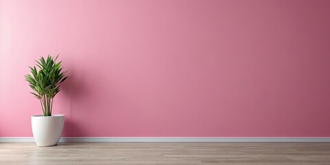 Wall Mural - Minimalist pink wall with an isolated home plant, pink, wall, minimalism, isolated, home, plant, interior design, decoration