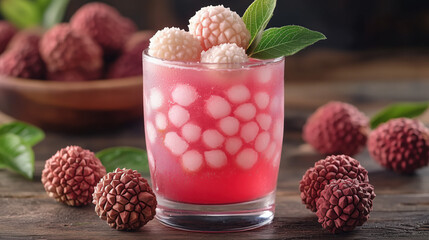 Sticker - Lychee fruit surrounded by lychees