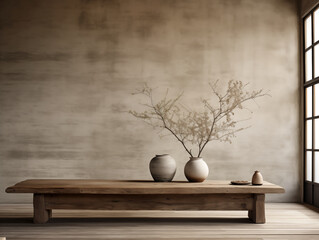 wabi sabi japanese style rustic neutral interior