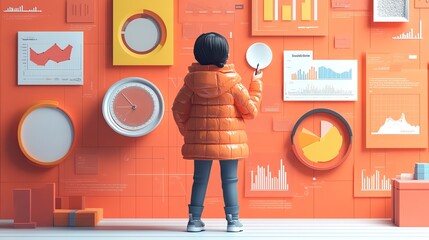 Aufkleber - Person Analyzing Data with Charts and Graphs.