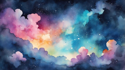 Sticker - abstract night sky in watercolor painting background art design 3.jpg