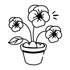 Poster - Violet plant icon in doodle style 