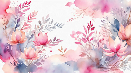 Poster - pink theme abstract nature motifs in watercolor painting background art design .jpg