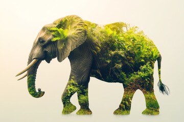 double exposure of a mighty elephant