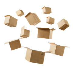 Wall Mural - Cardboard boxes floating and gently falling down