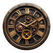 © Pangestu - Vintage steampunk clock with exposed gears and Roman numerals