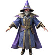 © Jira - 3D Model Regal Elder Wizard in Ornate Blue and Gold Robes, His long gray beard, elaborate hat.  A Majestic Halloween Character Exuding Mystical Authority
