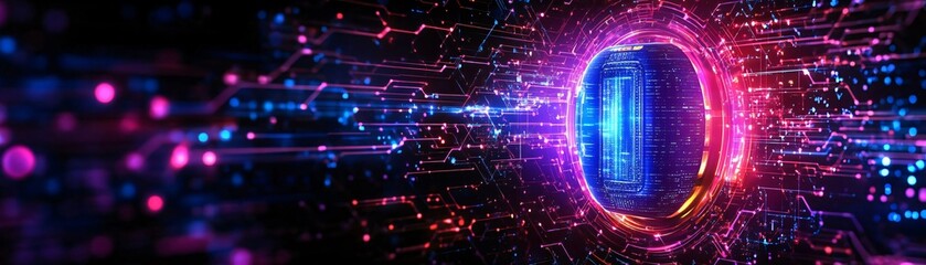 Wall Mural - abstract digital artwork depicting a vibrant vortex of light and energy with a futuristic aesthetic 