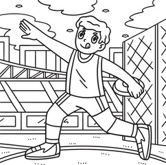 Wall Mural - Track and Field Athlete with Discus Coloring Page 