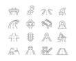 © Borderline Artistic - Roads and Highways Icon collection containing 16 editable stroke icons. Perfect for logos, stats and infographics. Edit the thickness of the line in Adobe Illustrator (or any vector capable app).