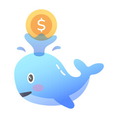 Wall Mural - A flat icon of money whale 