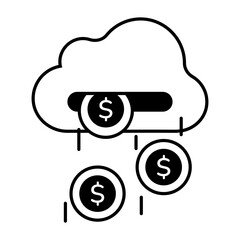 Wall Mural - A glyph icon of cloud money 