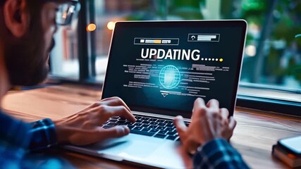 Man working on laptop with 
