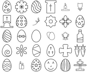 Set Of Linear Easter Thin Line Icons Icons Collection Isolated Silhouette Solid Icons Including Yolk,Egg,Food,Easter,Omelette Vector Illustration Linear Pictogram Pack