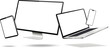 © fad82 - Flying computer display, laptop, tablet, phone mock up with white screen