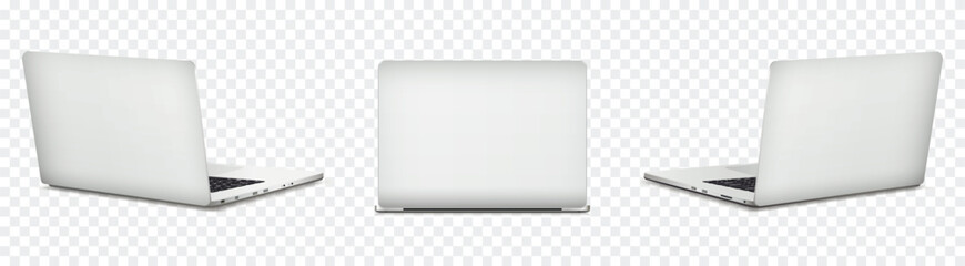 Canvas Print - Back and side view of laptop computer isolated on transparent background