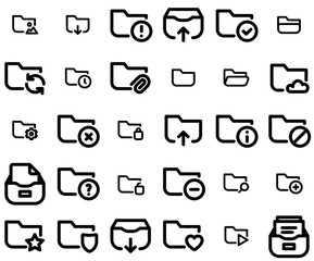 A Collection Of Folder Vector Symbols Apps, Websites Ui Designs Suitable For Storage,Data,Case,Folder,File-Folder Set Vector Flat Line Icons