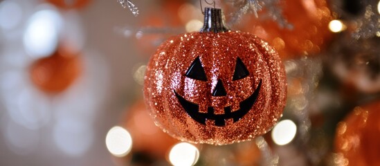 Glittery Halloween Pumpkin Ornament