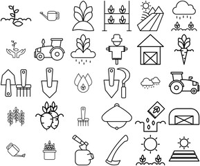 Mega Set Of Vector Farming Vector Symbols Apps, Websites Ui Designs Suitable For Farming,Nature,Plant,Agriculture,Harvest Vector Illustration Linear Pictogram Pack