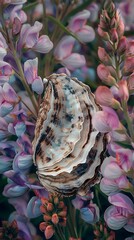 Wall Mural - Shell and Flowers.