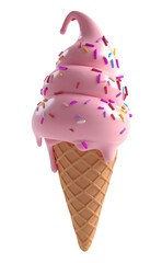 Poster - Delicious pink ice cream cone