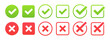 © StudioGraphic - Set of flat buttons. Green tick and red cross. YES or NO accept and decline symbol. Approved and Rejected. Vector illustration