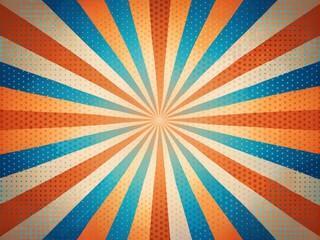 Vibrant retro-inspired abstract background features an eye-catching orange and blue poster design with a grainy gradient, perfect for adding a nostalgic touch.