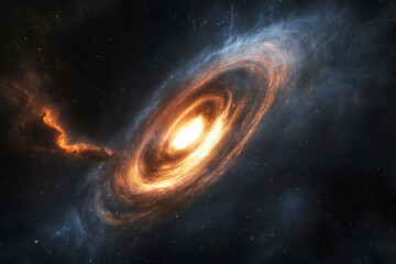 Wall Mural - supermassive black hole is warping fabric of spacetime in outer space. wormhole illustration in univ