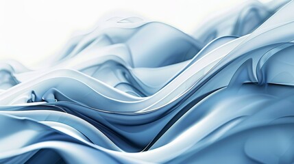 Fototapete - This image features cool blue abstract flowing waves with a soft, smooth texture, evoking a sense of calm and tranquility through its elegant and modern design.