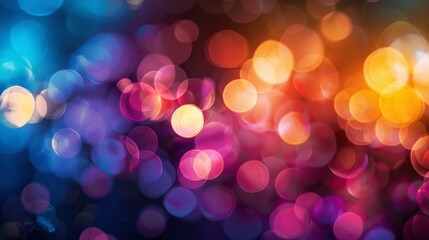 Aufkleber - This image captures colorful bokeh lights with an abstract background, creating a festive and joyful ambiance through its bright and vibrant hues and sparkling orbs.