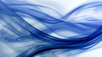 Aufkleber - Smooth, flowing blue lines swirl across a light and airy background, evoking feelings of tranquility and calmness. Perfect for themes of peace and relaxation.