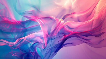 Poster - This image shows translucent, pastel-hued abstract waves in dynamic motion, blending soft colors with fluid movement to evoke a sense of serenity and graceful beauty.